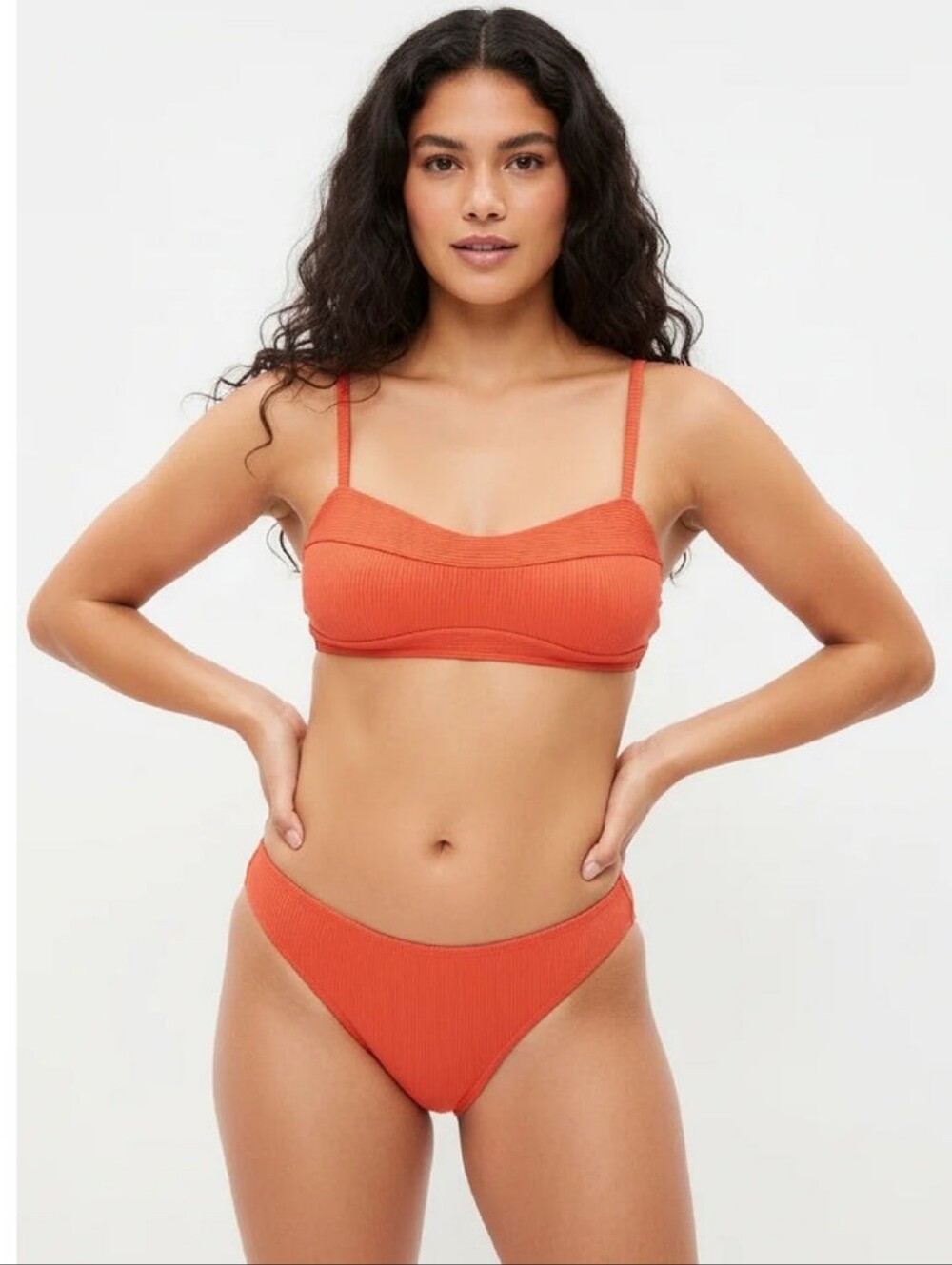 NWT Old Navy Ribbed Two-Piece Bikini Set - Ornament Orange (XL)